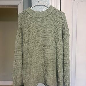 Free People Light Green Knit Crew Neck Sweater